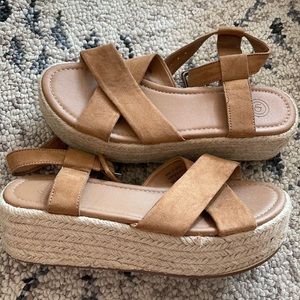 Brown Urban Outfitters Platform Wedges